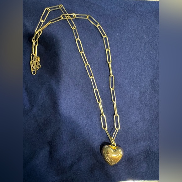 Boutique Jewelry - Gold Heart Locket on Paperclip Chain Necklace - Women Jewelry